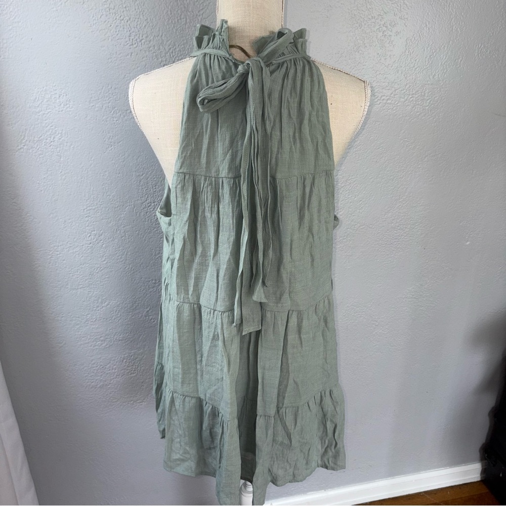 indigo soul Sage Tie-Neck Tiered Sleeveless Tunic